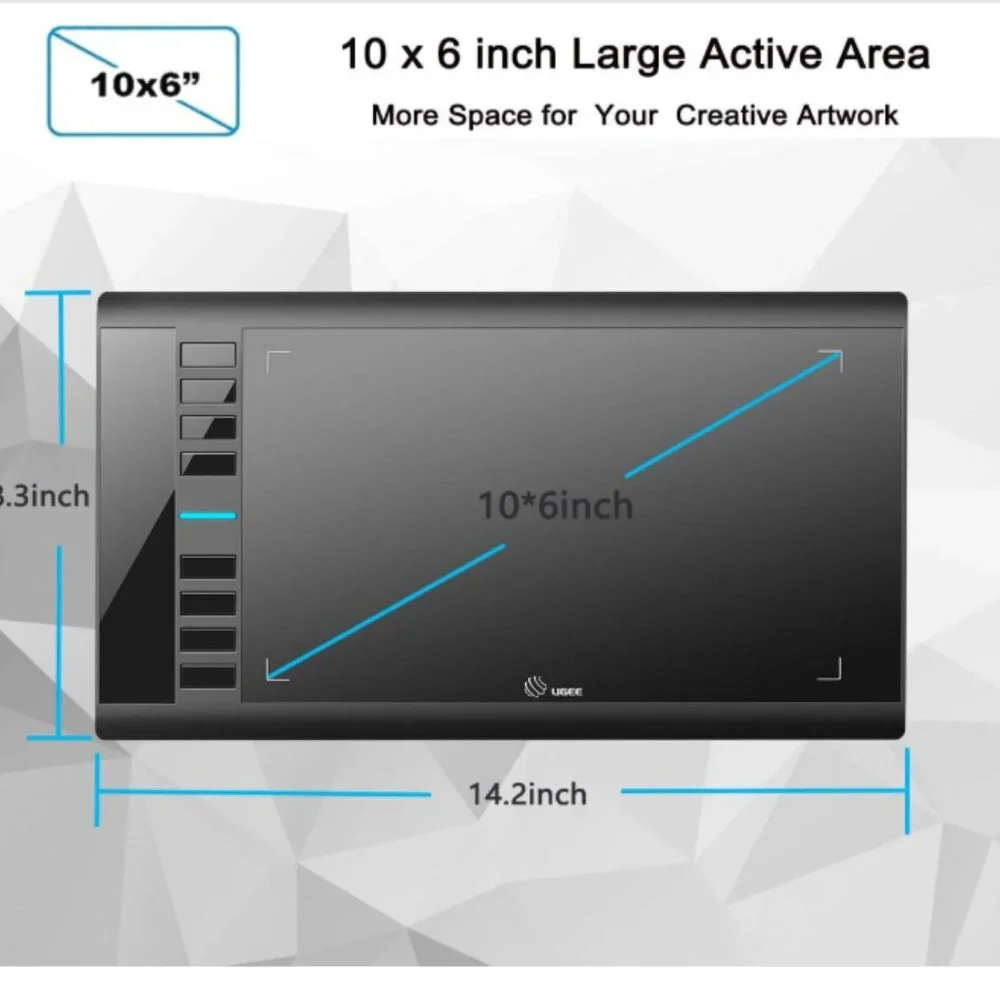 Graphics Drawing Tablet, UGEE M708 10 x 6 inch Large Drawing Tablet with 8 Hot.